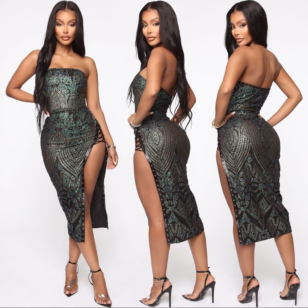 Fashion Nova Spark Up The Night Midi Dress